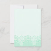 白エレガントレースと真珠ミントウェディングRSVP 出欠カード (裏面)