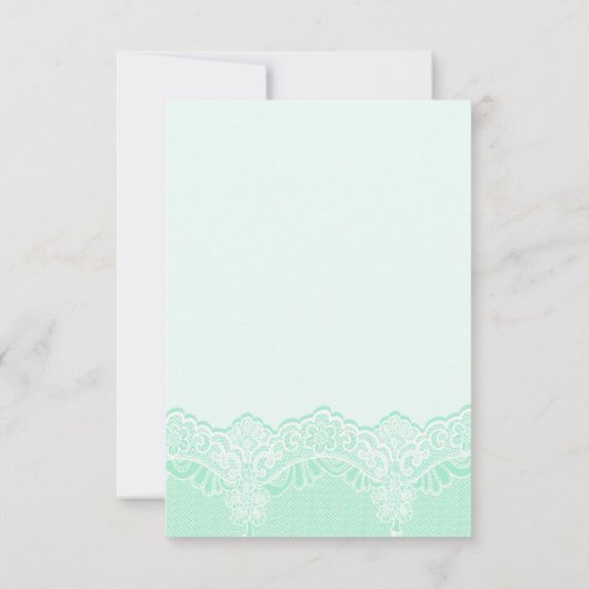 白エレガントレースと真珠ミントウェディングRSVP 出欠カード (裏面)