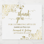 白エレガントレースのよう金ゴールド結婚ありがとう ビールラベル (シングルラベル)