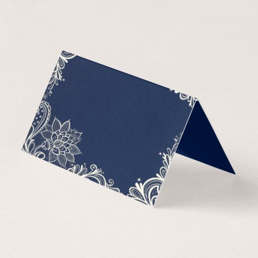 白エレガントレースネイビーブルー座席表 名刺 (裏面)