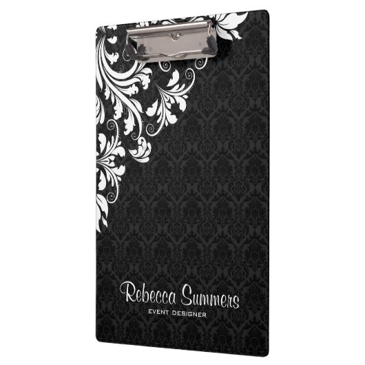 白エレガントレース及び黒ダマスク クリップボード (左)
