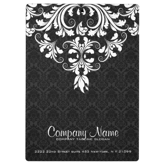 白エレガントレース及び黒ダマスク クリップボード (裏面)