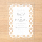 白エレガントレース アクリル招待状 (正面)