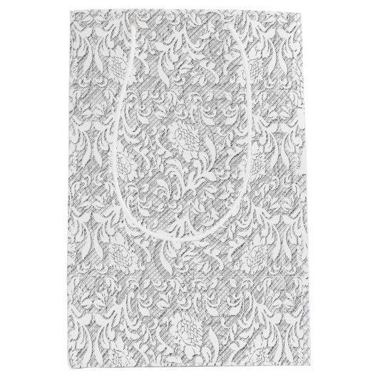 白エレガントレース ミディアムペーパーバッグ (正面)