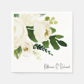 白エレガントローズパーソナライズされたカクテル スタンダードカクテルナプキン (正面)