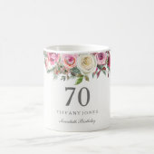 白エレガントローズピンクフローラ70誕生日 コーヒーマグカップ (中央)