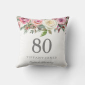 白エレガントローズピンクフローラ80誕生日 クッション (裏面)
