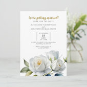 白エレガントローズミニマル結婚リスト 招待状 (スタンド正面)