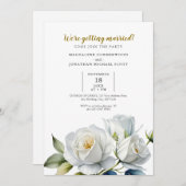 白エレガントローズミニマル結婚リスト 招待状 (正面/裏面)