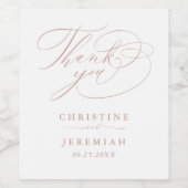 白エレガントローズ金ゴールドス結婚クリプト ワインラベル (シングルラベル)