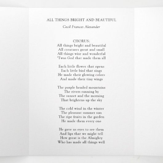 白エレガント三つ折結婚式 プログラム冊子 三つ折りプログラム (内部中)