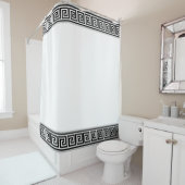白エレガント上の黒とグレーのギリシャ語ベクトル シャワーカーテン (インサイチュ)