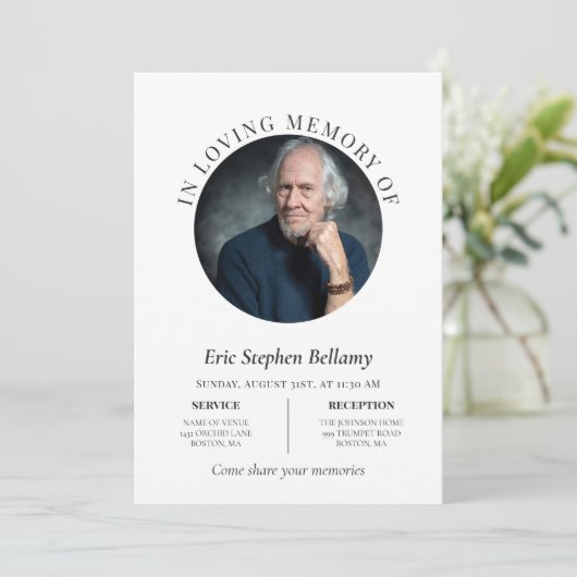 白エレガント丸の写真追悼式の清掃 招待状 (スタンド正面)