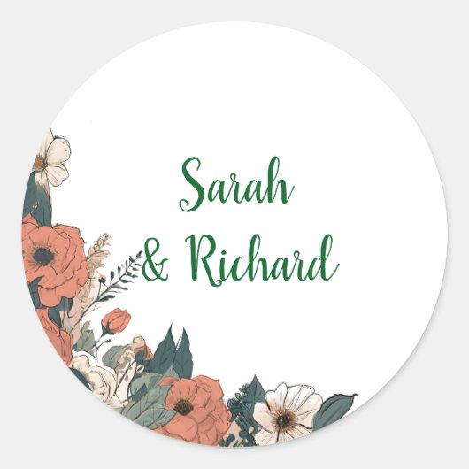 白エレガント丸フローラの封結婚包シーラー ラウンドシール (正面)