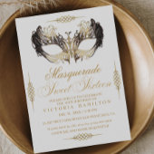 白エレガント仮装Sweet sixteen誕生日 招待状