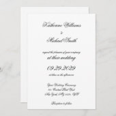 白エレガント伝統的結婚式招待状 招待状 (正面/裏面)