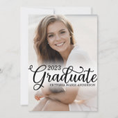 白エレガント写ミニマル真タイポグラフィ卒業 案内状 (正面)