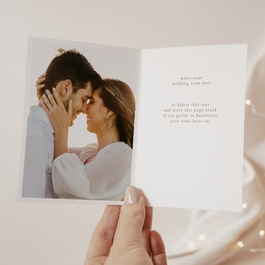 白エレガント写真結婚の誓いカード カード