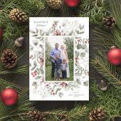 白エレガント冬の水彩緑の写真 シーズンカード