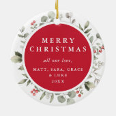 白エレガント冬の緑のリース1写真 セラミックオーナメント (裏面)