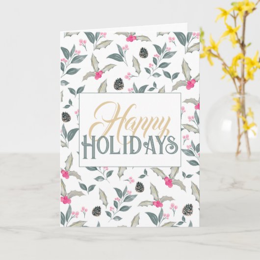 白エレガント冬フローラ水色クリスマス カード (黄色い花)