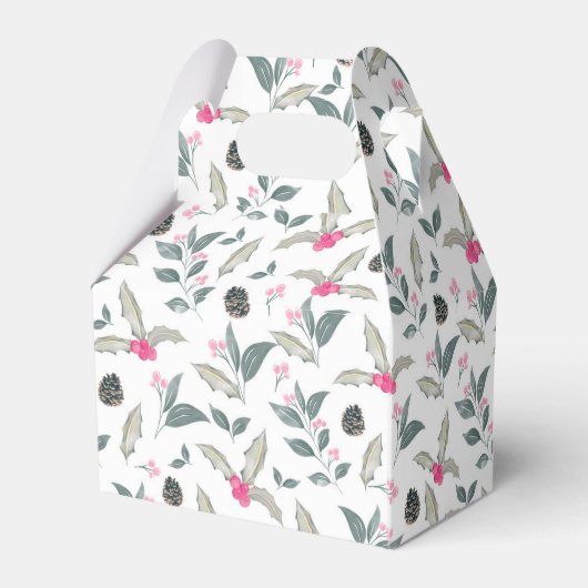 白エレガント冬フローラ水色クリスマス フェイバーボックス (裏面サイド)