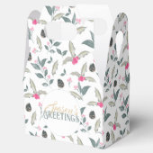 白エレガント冬フローラ水色クリスマス フェイバーボックス (オープン)