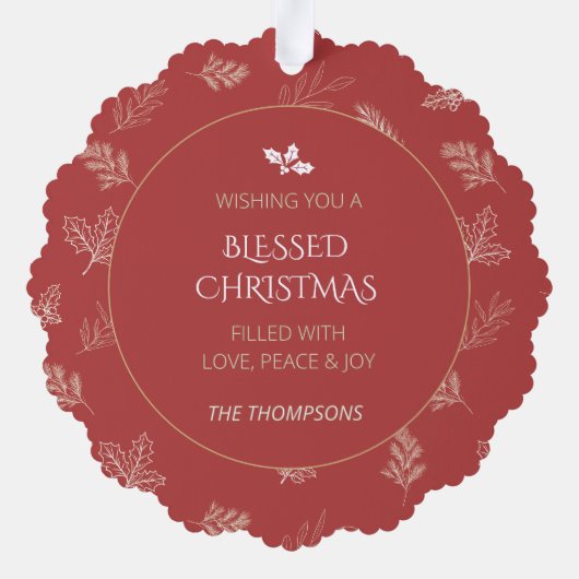 白エレガント冬季離れMIstlete赤 オーナメントカード (裏面)