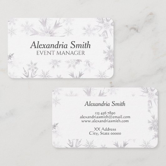 白エレガント冬雪 名刺 (正面/裏面)
