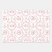 白エレガント刻フローラにピンク、グレー、ブルー ラッピングペーパーシート (正面2)