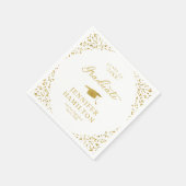 白エレガント卒卒業金ゴールド紙吹雪 スタンダードカクテルナプキン (角)