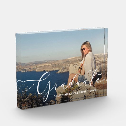 白エレガント台科卒業モダン フォトブロック (左)