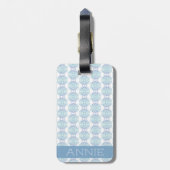 白エレガント名の青いマンダラパターン ラゲッジタグ (裏面縦)