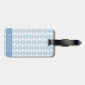 白エレガント名の青いマンダラパターン ラゲッジタグ (裏面横)