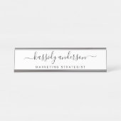 白エレガント名スパーソナライズされたクリック デスクネームプレート (正面)