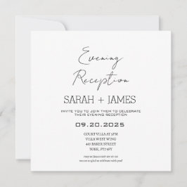白エレガント夕べ披露宴結婚ズスクエア 招待状