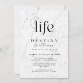 白エレガント大理石お祝いの葬式 招待状 (正面)