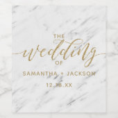 白エレガント大理石と金の箔の結婚歓迎 ワインラベル (シングルラベル)