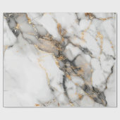 白エレガント大理石と金ゴールドアクセント ラッピングペーパー (フラット)