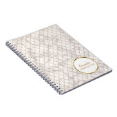 白エレガント大理石と金ゴールドクローバー結婚ズ ノートブック (右側)