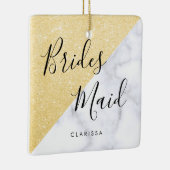 白エレガント大理石と金ゴールドグリッター セラミックオーナメント (右)