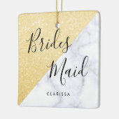 白エレガント大理石と金ゴールドグリッター セラミックオーナメント (左)