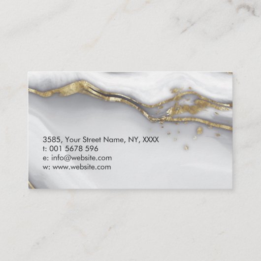 白エレガント大理石と金ゴールド名刺 名刺 (裏面)