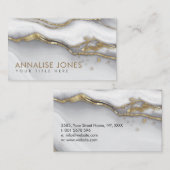 白エレガント大理石と金ゴールド名刺 名刺 (正面/裏面)