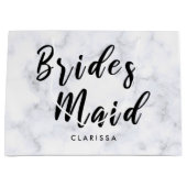 白エレガント大理石と黒の花嫁 ラージペーパーバッグ (正面)