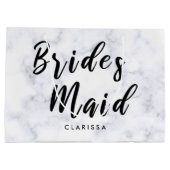 白エレガント大理石と黒の花嫁 ラージペーパーバッグ (裏面)