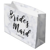 白エレガント大理石と黒の花嫁 ラージペーパーバッグ (裏面アングル)