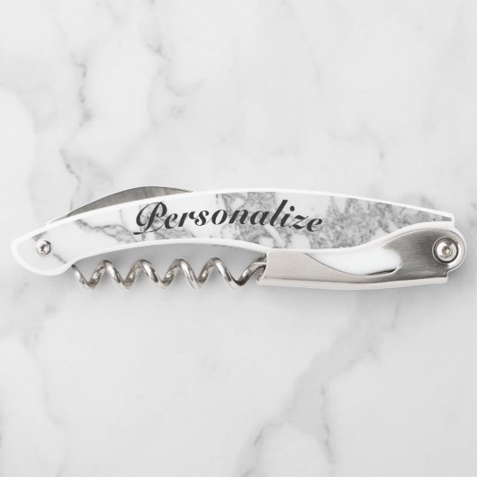 白エレガント大理石のコルクカスタムスクリューオープナー ソムリエナイフ (裏面)