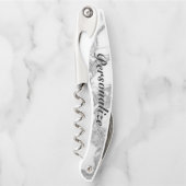 白エレガント大理石のコルクカスタムスクリューオープナー ソムリエナイフ (正面)