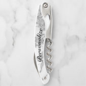 白エレガント大理石のコルクカスタムスクリューオープナー ソムリエナイフ (裏面)